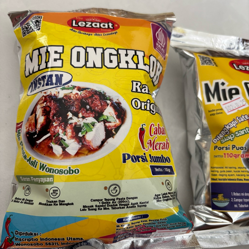

MIE ONGKLOK JUMBO ORIGINAL MIE ONGKLOK INSTAN PORSI PUAS 110 GR KHAS WONOSOBO