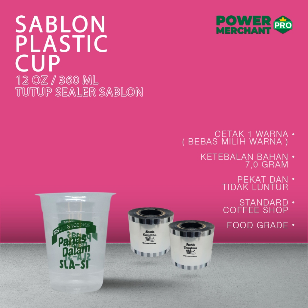 WONDERCUP || Sablon Custom Plastik PP FLAT Plastic Cup Sealer Bahan Tebal dan Food Grade Untuk Minum