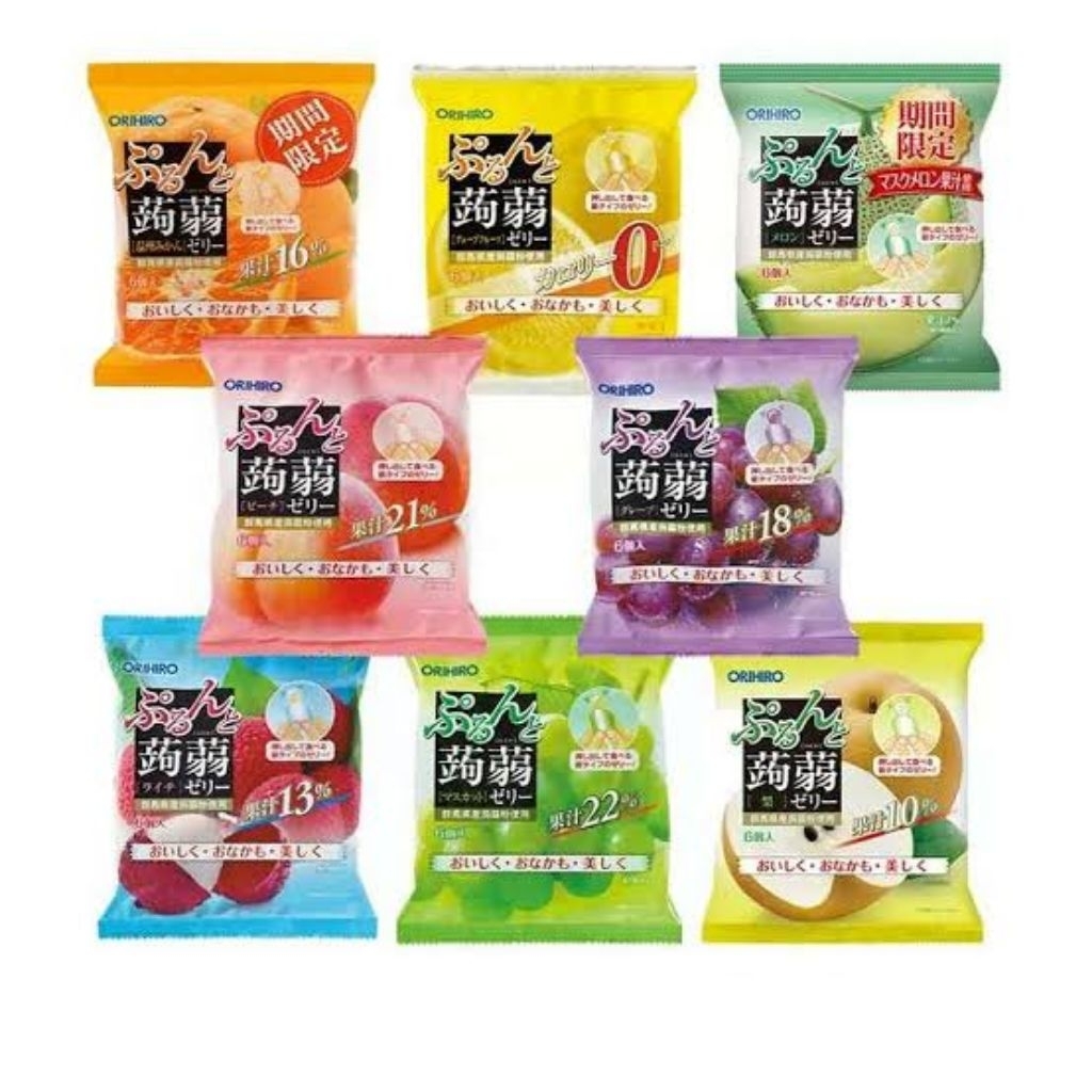

[isi 6 Pcs] Orihiro Konjac Jelly Grape / Peach / Orange / Muscat / Lemon / Apple - Jeli Konyaku Jepang