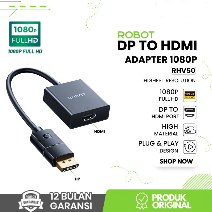 ROBOT RHV50 Konverter DP to HDMI 4K Adapter Converter DP to HDMI