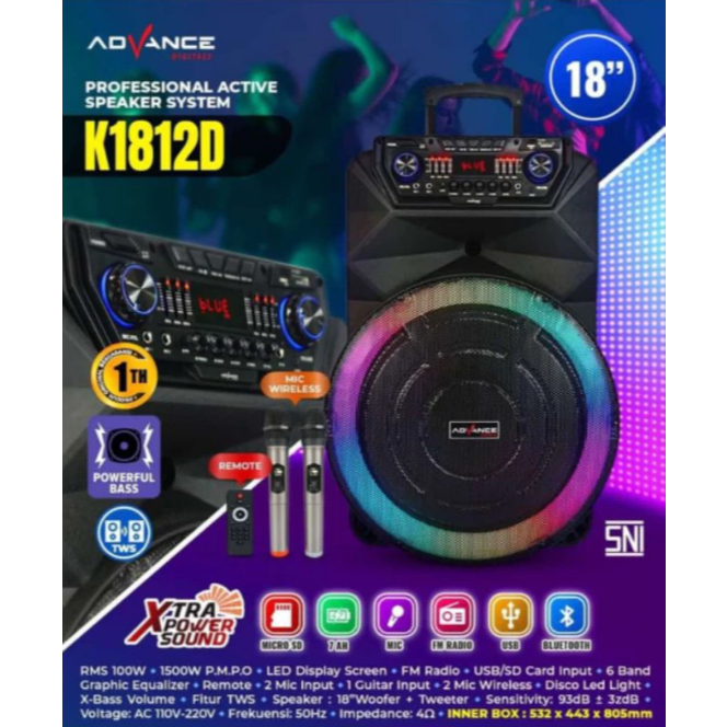 ADVANCE PORTABLE SPEAKER TROLEY 18 INCH K-1812D