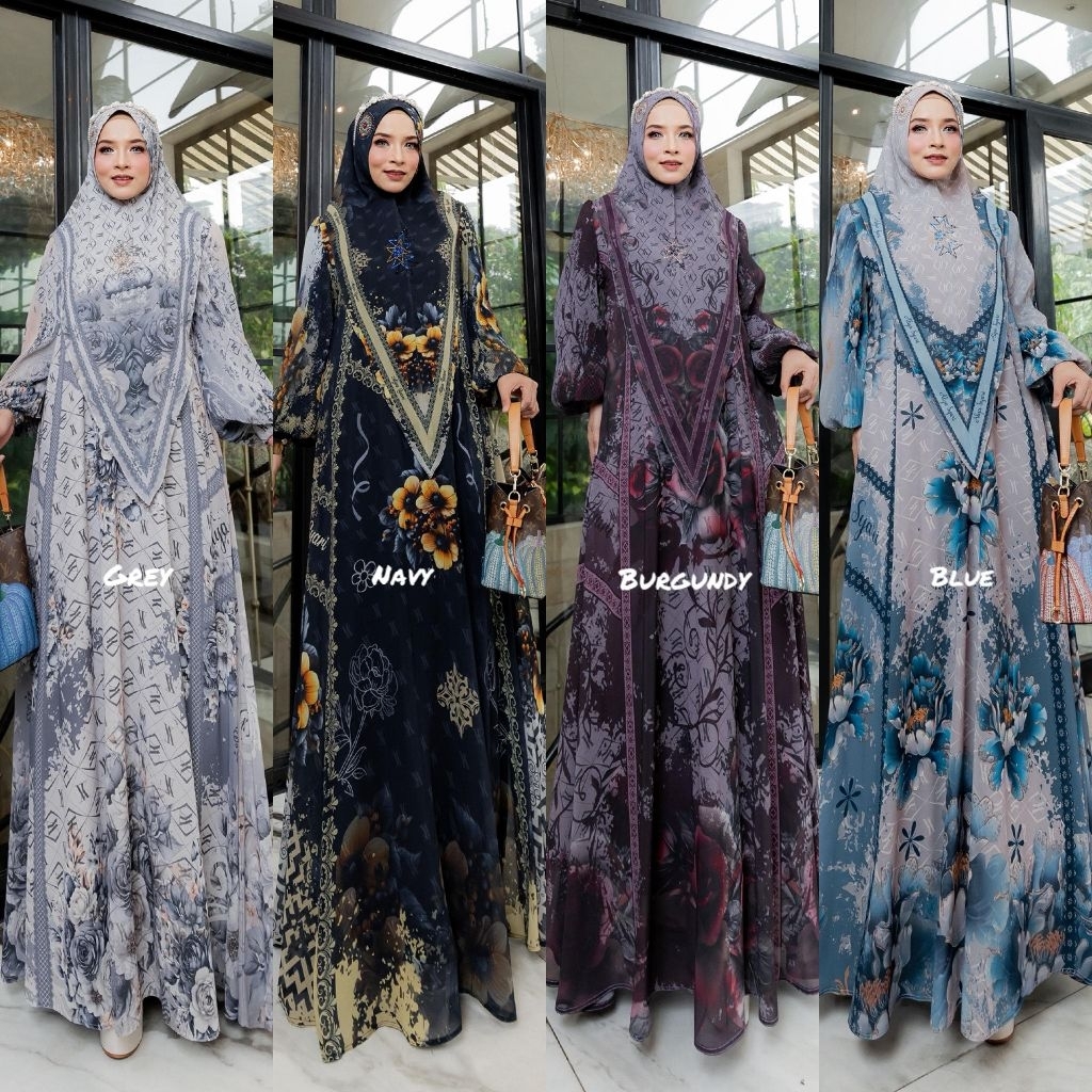 SIENA Series by Alya Syari gamis set hijab printing premium gamis mewah elegant HQ gamis fashion ter