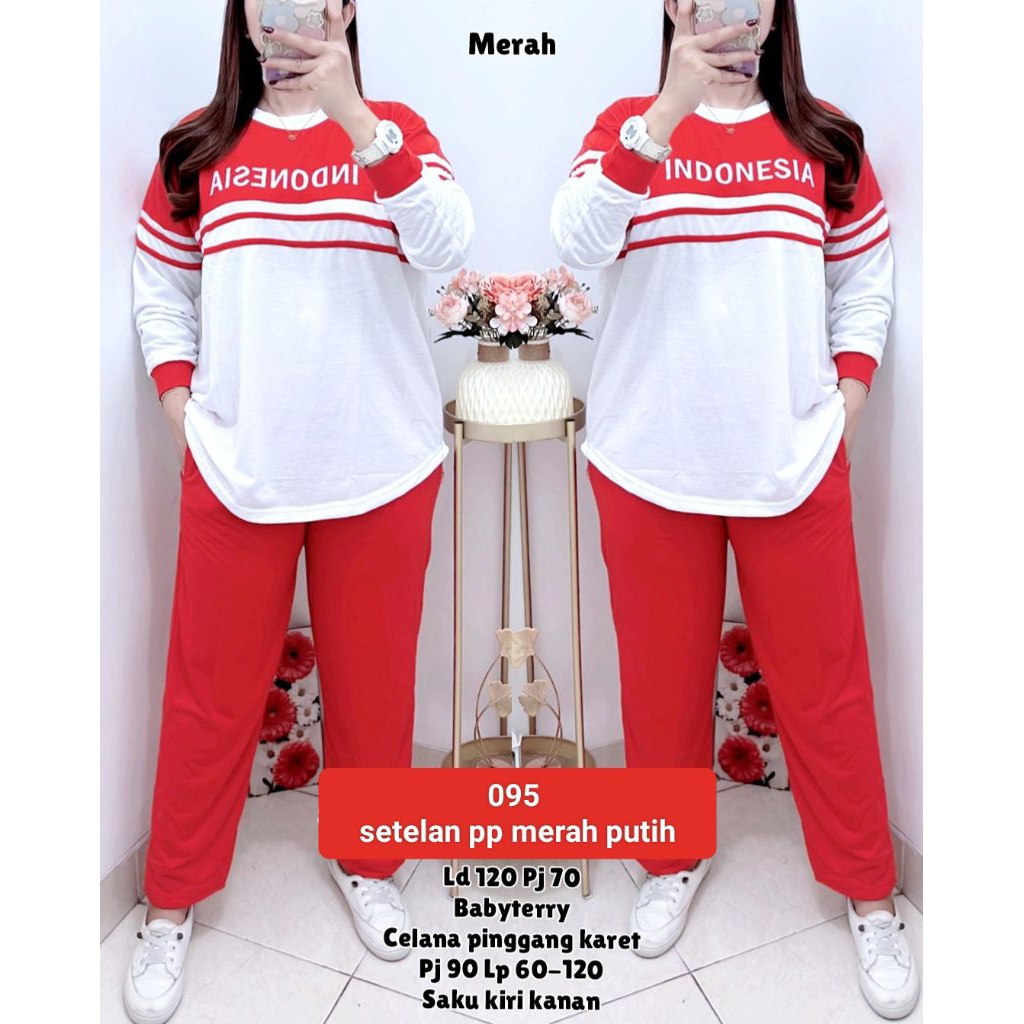 SETELAN PP MERAH PUTIH JUMBO LD 120/ONE SET MERAH PUTIH INDONESIA 095