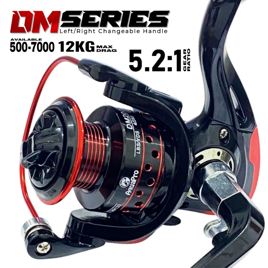 Reel Pancing Spinning DM Series Max Drag 12 KG Gear Ratio 5.2:1 Spool Metal Aluminium Kuat & Ringan