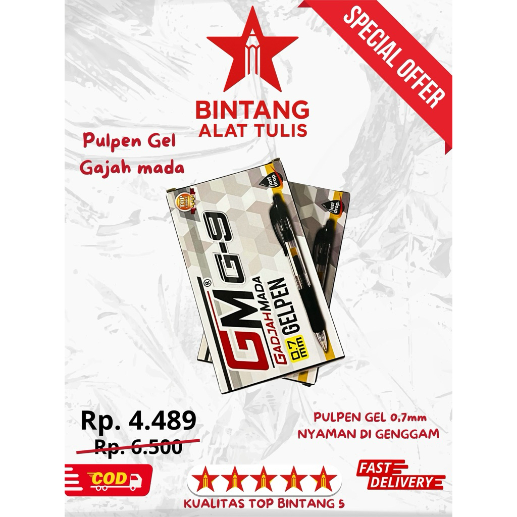 

Pulpen Gel Gajah Mada GM-G9 0.7mm – Hitam | Pena Gel Halus Tinta Lancar