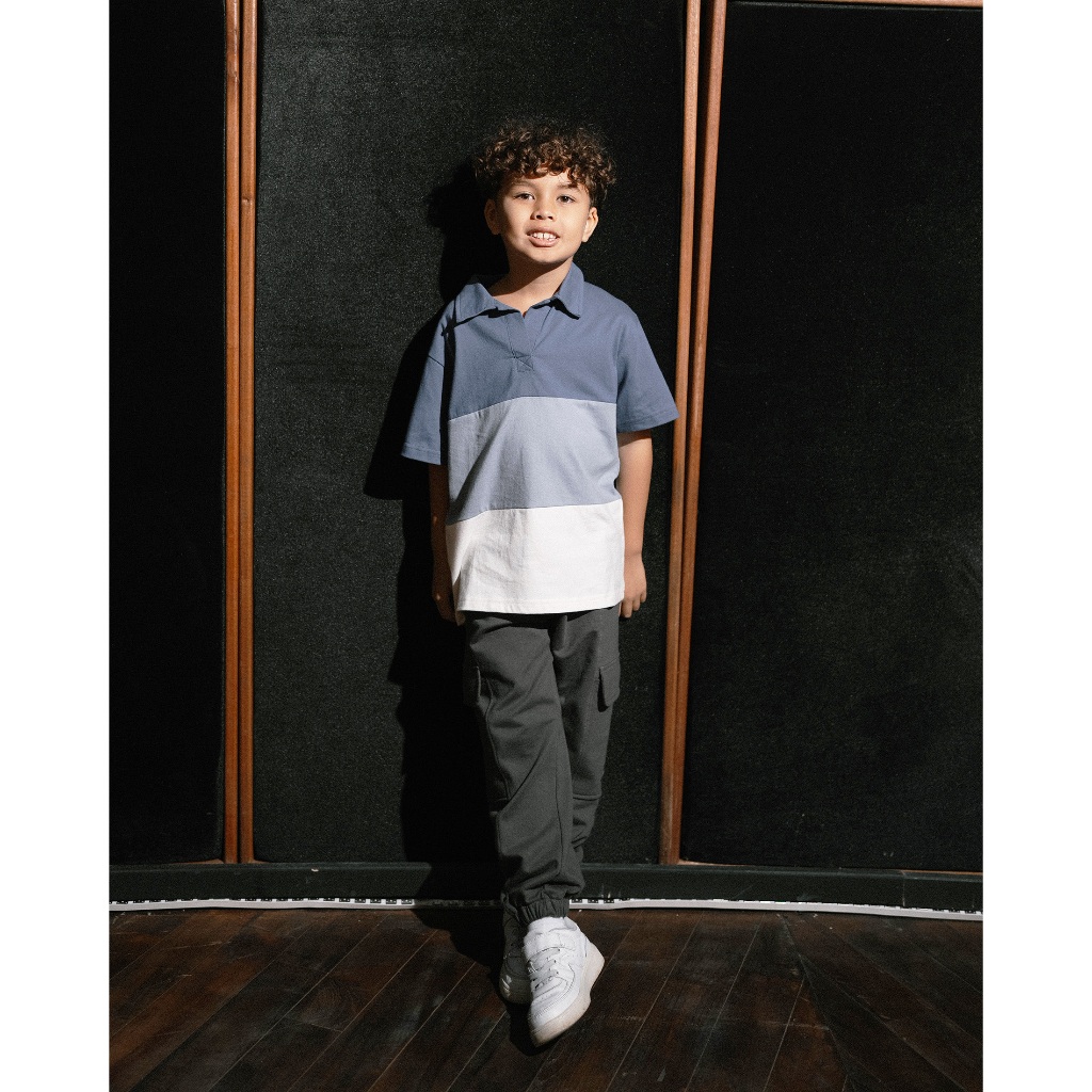 LEWIS EMMA - Colorblock Polo Shirt (6 Bulan-14 Tahun) Atasan Anak Laki-Laki / Baju Pakaian Lengan Pe