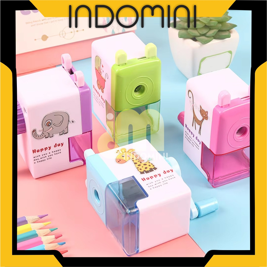 

INDOMINI Rautan Serutan Pensil Putar Gaya Kartun Sharpener Rautan Meja 3 Warna S149