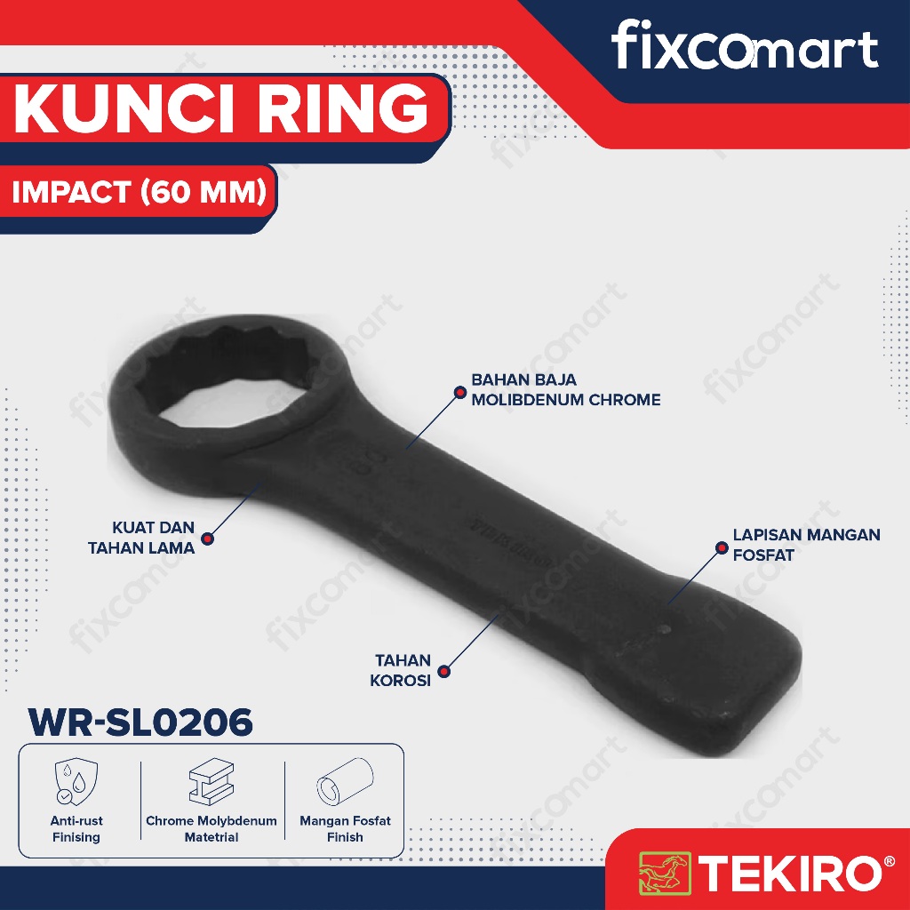 Tekiro Kunci Ring Impact 60 Mm / Tekiro Kunci Ring Pukul / Tekiro Slogging Wrench
