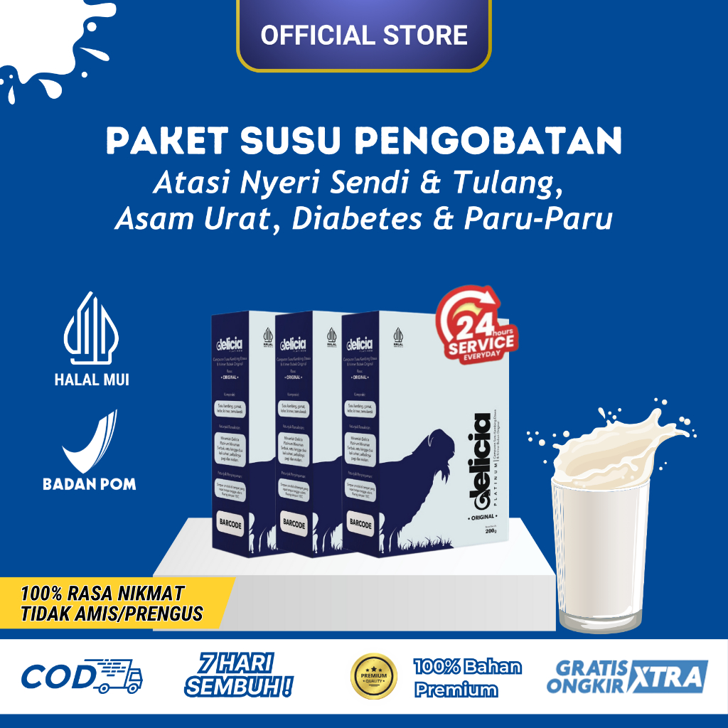 

2 Box Dellicia Platinum - Susu Pengobatan Masalah Tulang, Sendi, Diabetes & Paru- paru