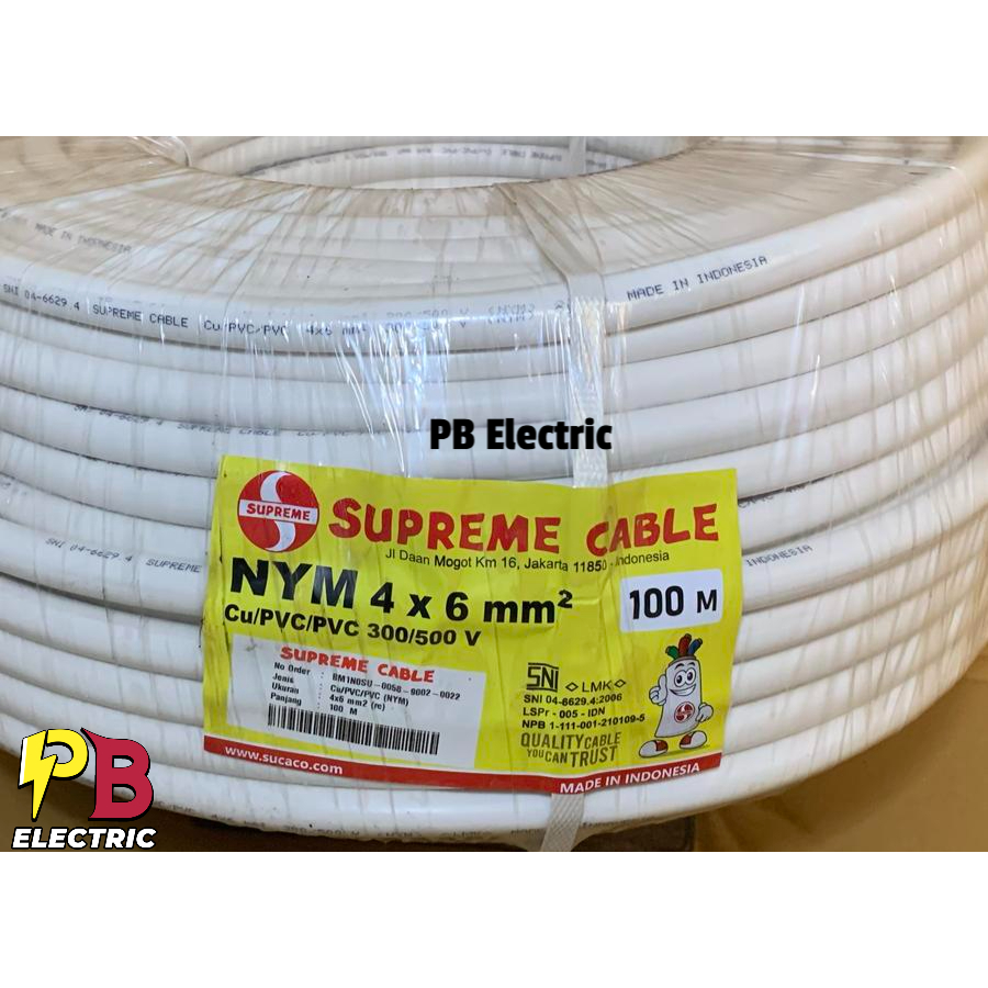Kabel NYM 4 x 6 mm Merk Supreme / Kabel NYM 4 x 6 mm Supreme / Supreme NYM 4x6