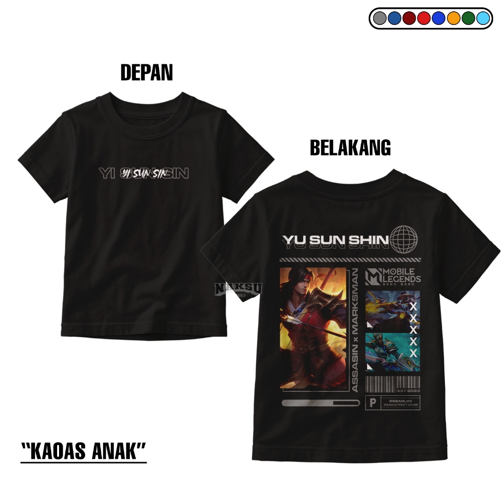 KAOS ANAK STREETWEAR MLBB HERO YSS BAHAN LEMBUT BAJU ANAK