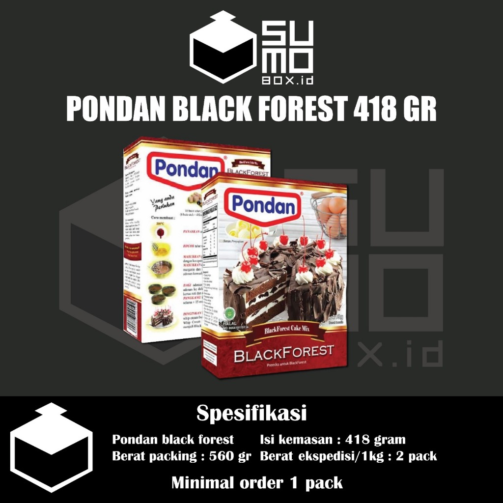

Pondan Black Forest 418gram / Tepung Cake Bolu Instan