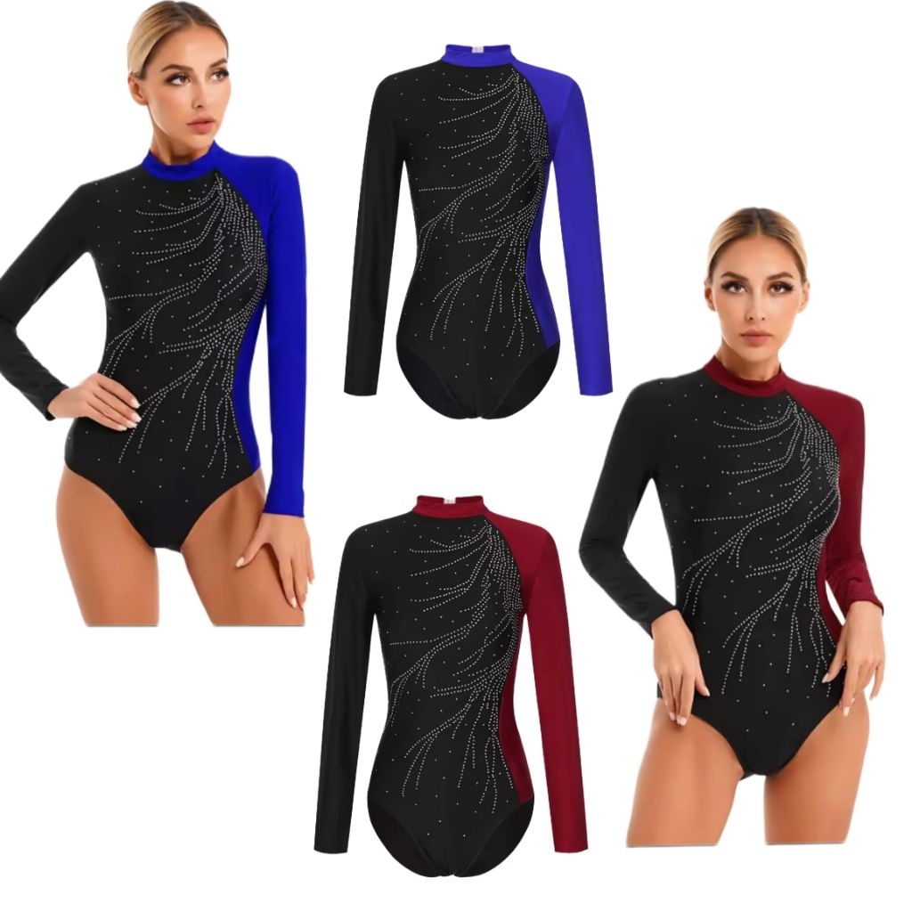 [145] Baju Gymnastic Dewasa Remaja Leotard Gymnastic Lengan Panjang ukuran S, M (READY STOCK)