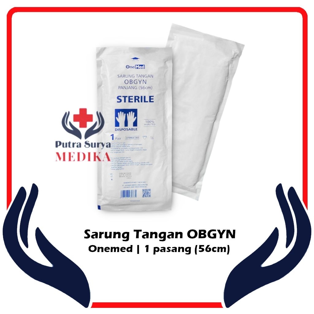 Sarung Tangan Obgyn Latex Steril Handscoon Gloves Bidan Panjang 56cm OneMed