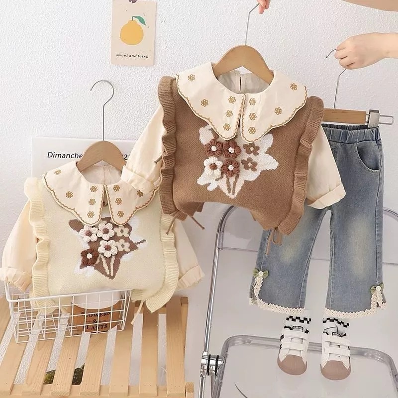Setelan Import Anak Perempuan Usia 1-4 Tahun - SetCel Anak Cewek Model Korean Style - OneSet Baju Ke