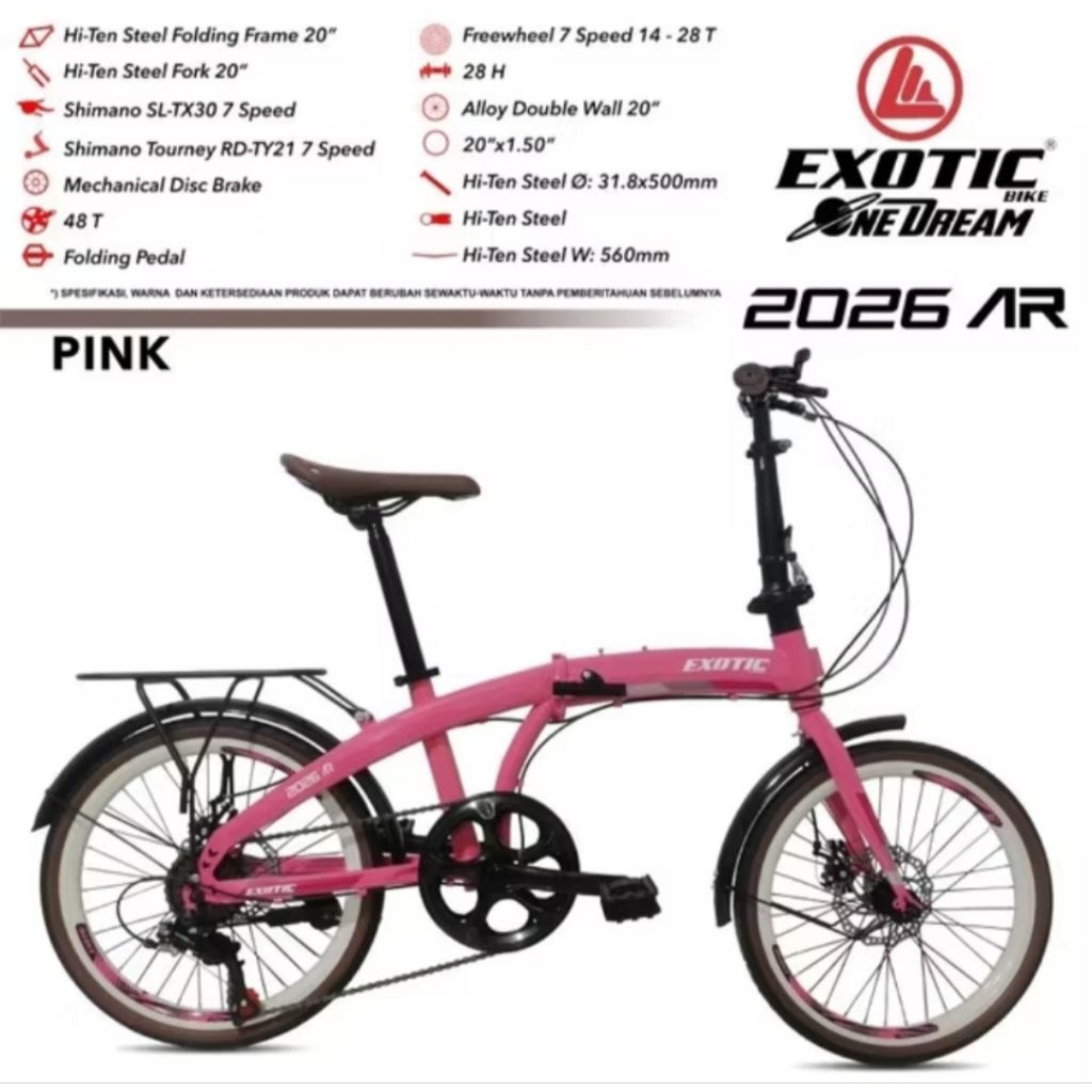 SEPEDA LIPAT EXOTIC 2026  BY PACIFIC 20 INCH CAKRAM SHIMANO NEW