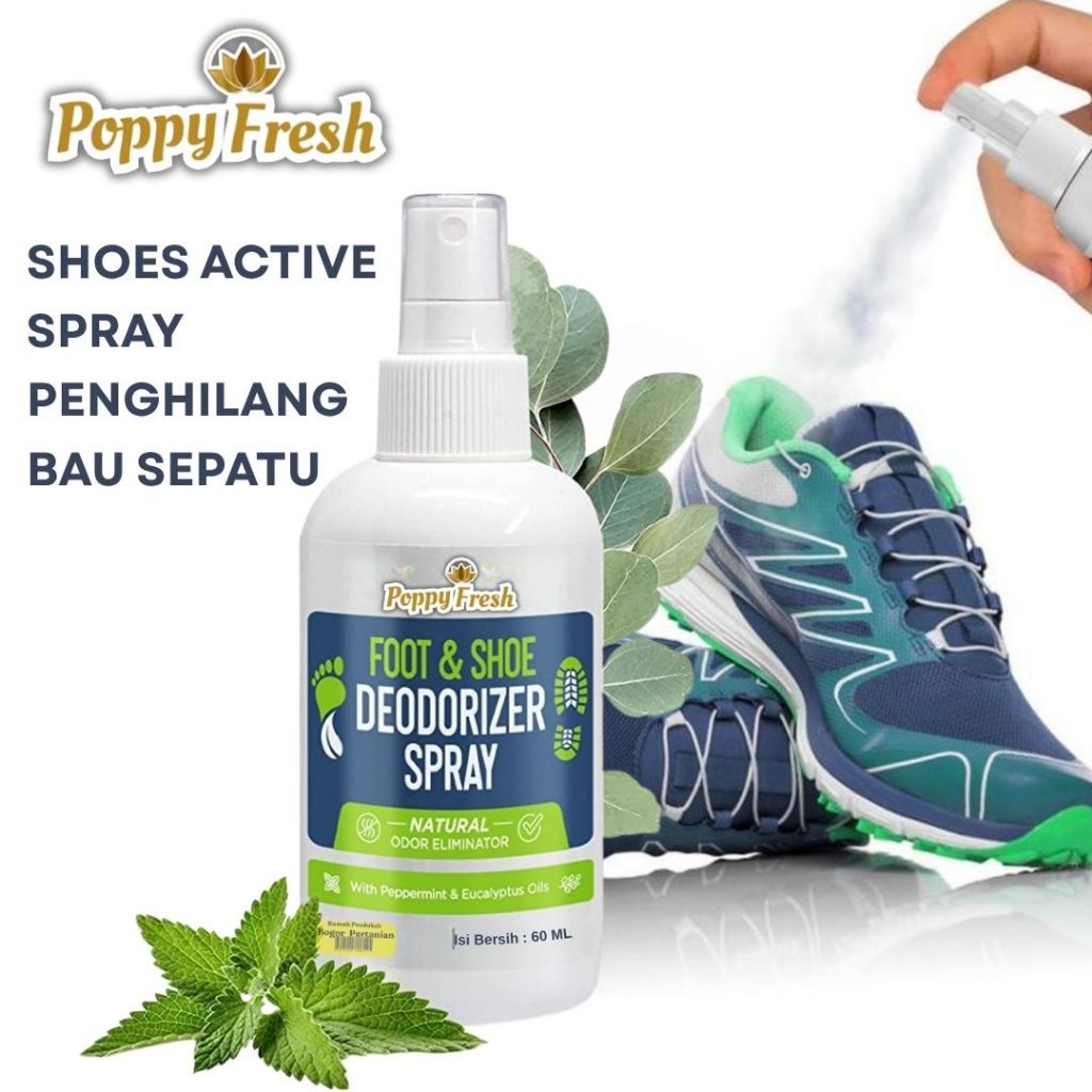 POPPY FRESH PENGHILANG BAU SEPATU 60ml | Spray Deodoran Sepatu Anti Bau Kaki Cepat Kering