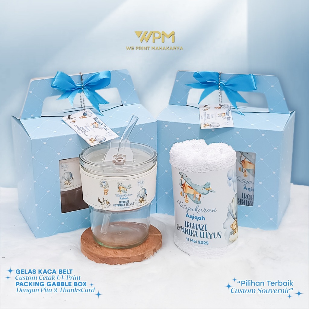 SOUVENIR ANAK TANPA PACKINGAN / GELAS KACA CUSTOM / GELAS KACA CUSTOM ANAK