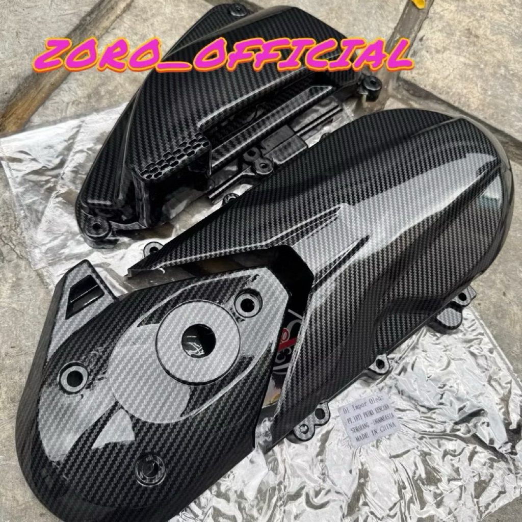 Cover Tutup Keong Cvt + Tutup Filter + Tutup Cvt Carbon Beat Deluxe / Beat Street / Genio / Scoopy N