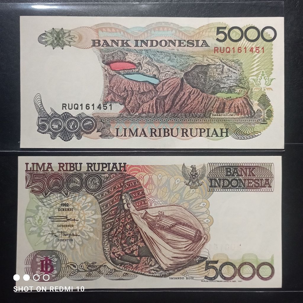 uang kertas 5000 rupiah sasando 1992 baru gres asli