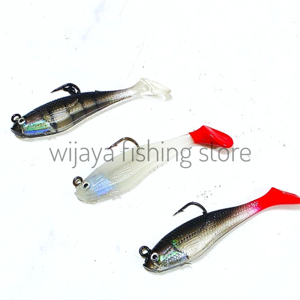 umpan ikan karet / soft lure T - tail panjang 8cm 8.3 gram