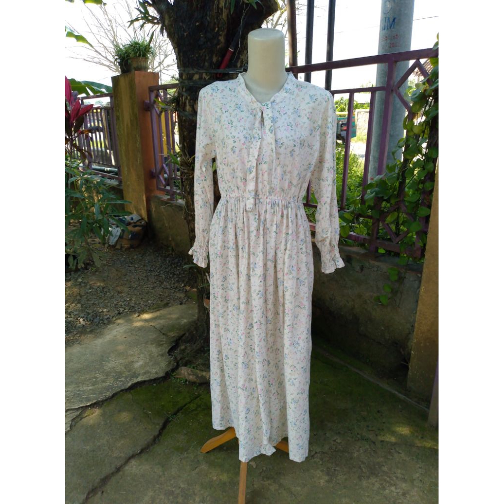 Gamis Katun Jepang Motif Bunga