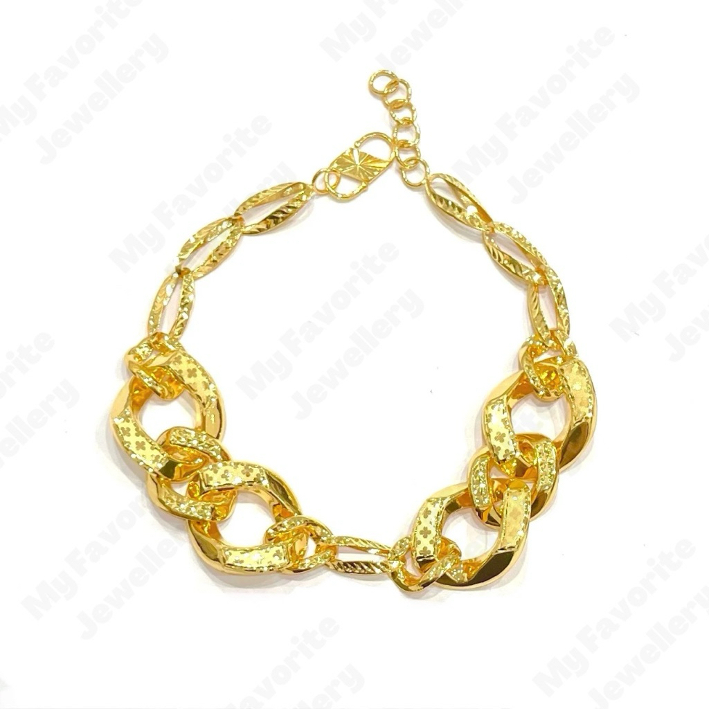 Gelang Sisik Naga Model Rantai Bermotif EMAS ASLI Kadar 700 16K