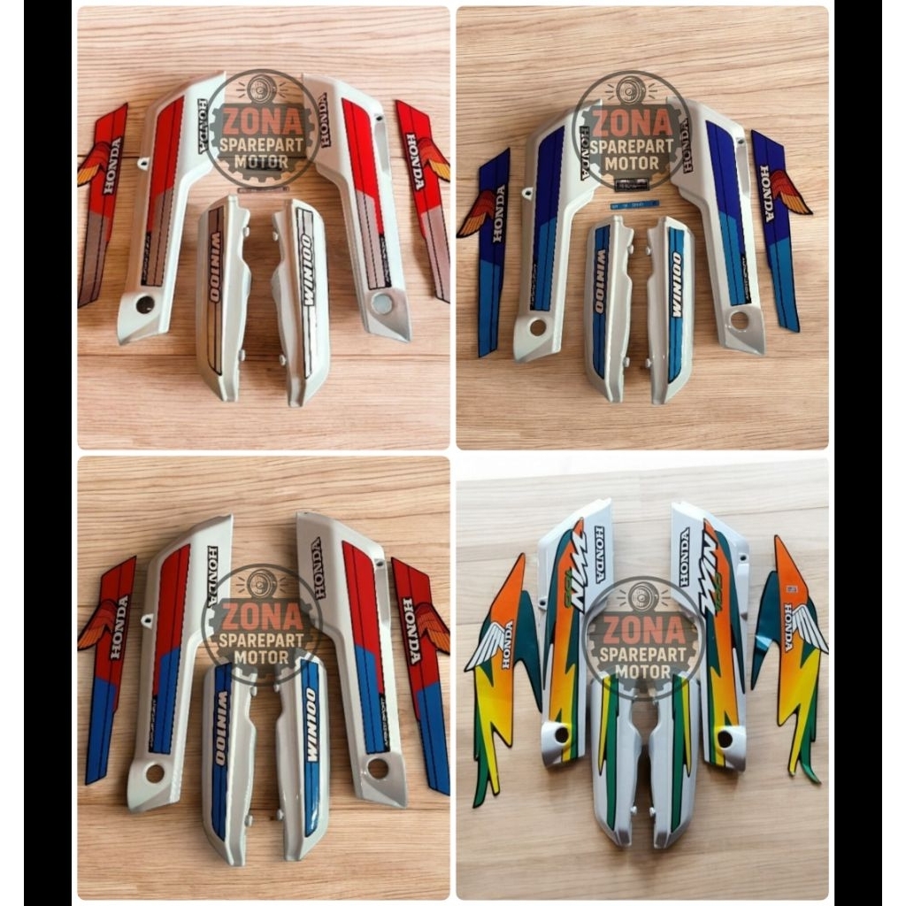 COVER BODY WIN 100 BODI WIN 100 SET KANAN KIRI WARNA PUTIH SET STRIPING SEMI TRAIL