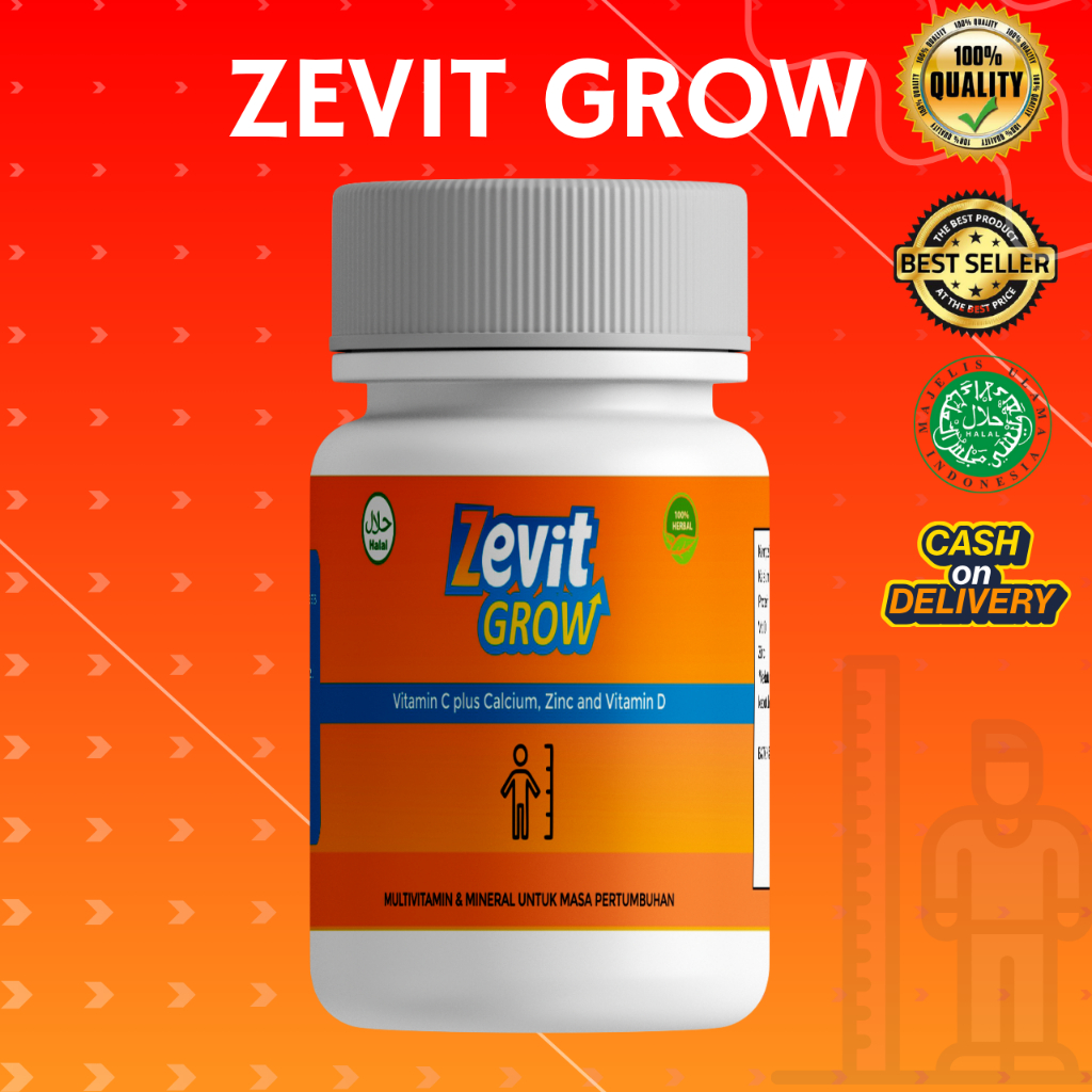 Zevit Grow Kapsul Penambah Tinggi Badan | Kalsium Zinc Vitamin | Untuk Remaja & Dewasa