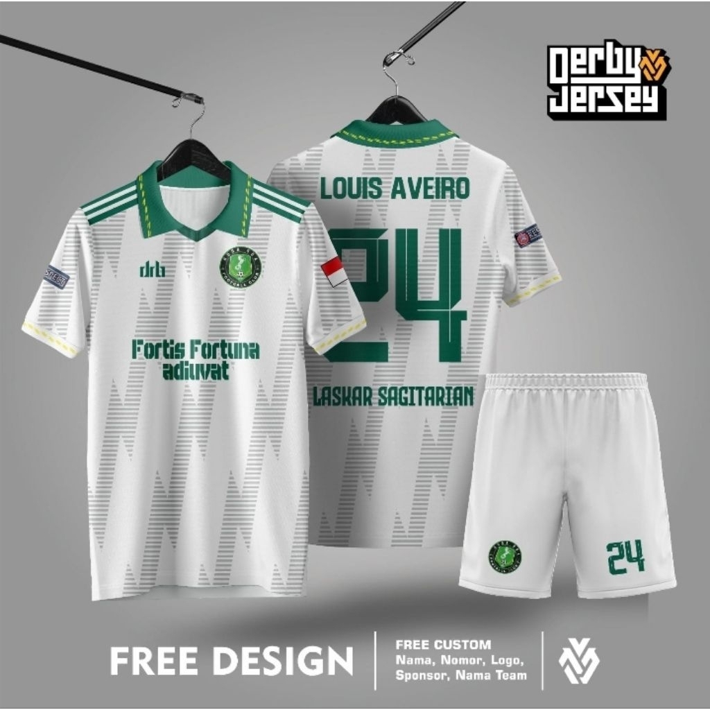 JERSEY PUTIH HIJAU KOMBINASI JERSEY BAJU FUTSAL SEPAK BOLA PRINTING JERSEY FUTSAL CUSTOM