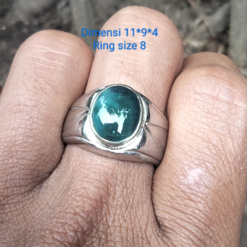 Cincin Batu Akik hijau Garut