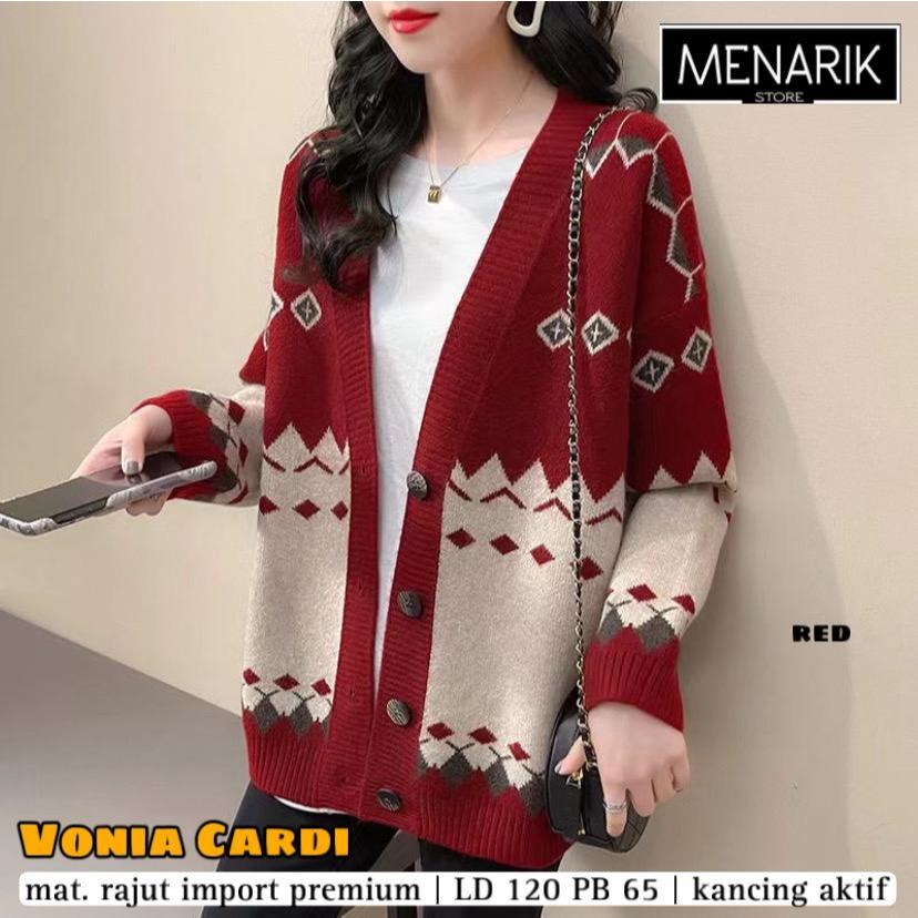 VONIA CARDIGAN WANITA SWEATER OUTER LENGAN PANJANG RAJUT PREMIUM LD 120 PB 65
