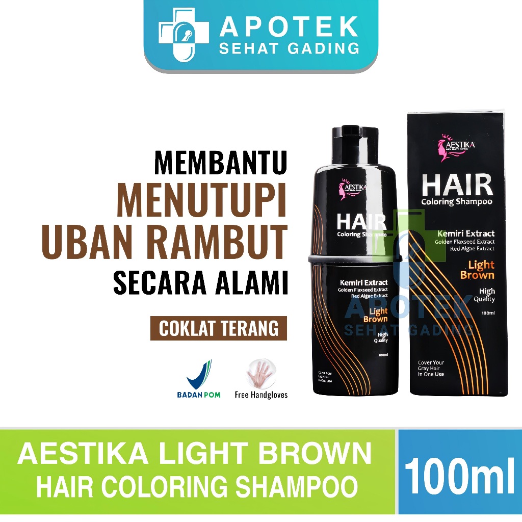 Aestika Hair Coloring Shampoo 1x Keramas - Shampo Penghilang Uban dengan Kemiri Ekstrak Ori dan BPOM