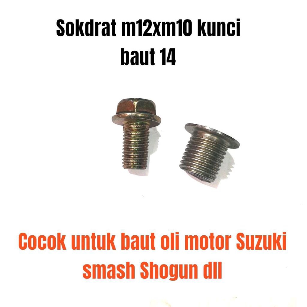 Paket Sok Drat Bos Drat M12xM10 Kunci 14 Baut Oli Suzuki Smash Shogun Bukan Baut 10 M8x1.25 Car - Mo