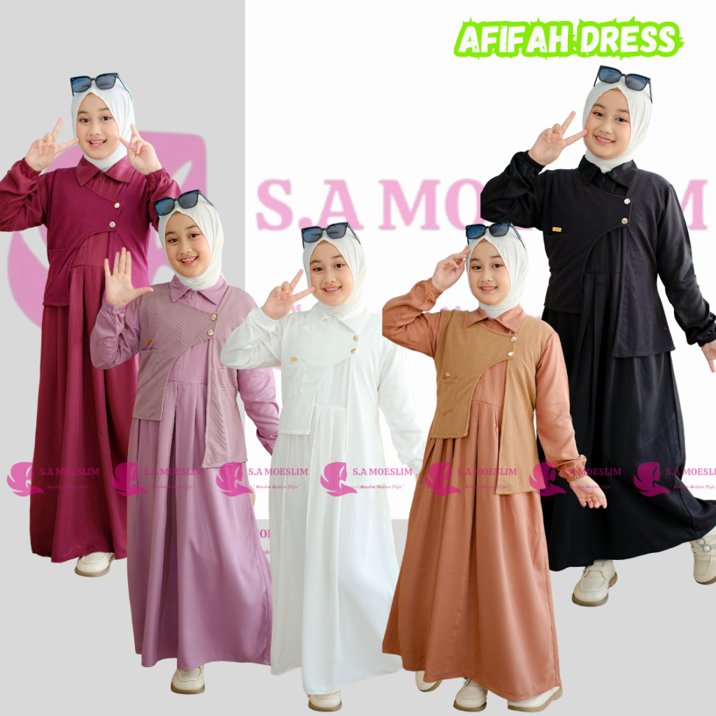 Afifah Dress Gamis Anak Terbaru 2025 Gamis Anak Putih Gamis Anak Modern Gamis Lebaran  Gamis Anak Ba