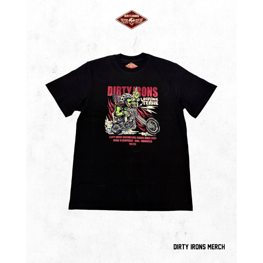 Dirty Irons - Tshirt Rangda Longfork Chopper - Hitam