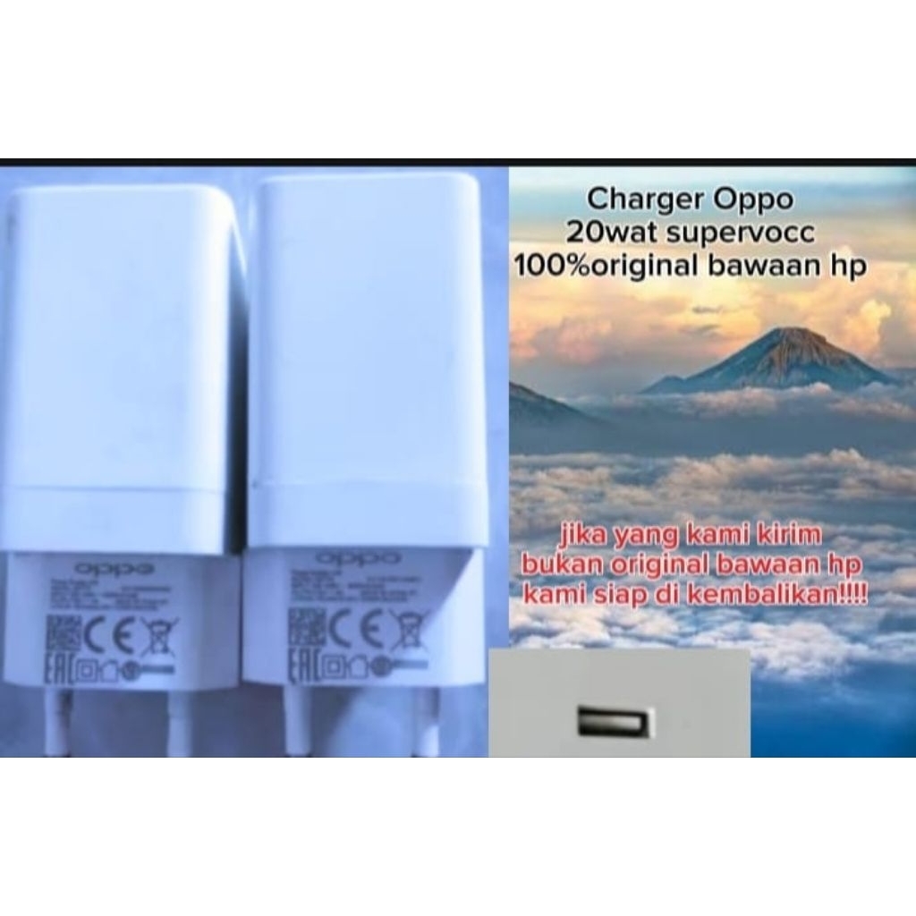 Charger Oppo 5v=4a vooc fast charger 100%original bawaan hp