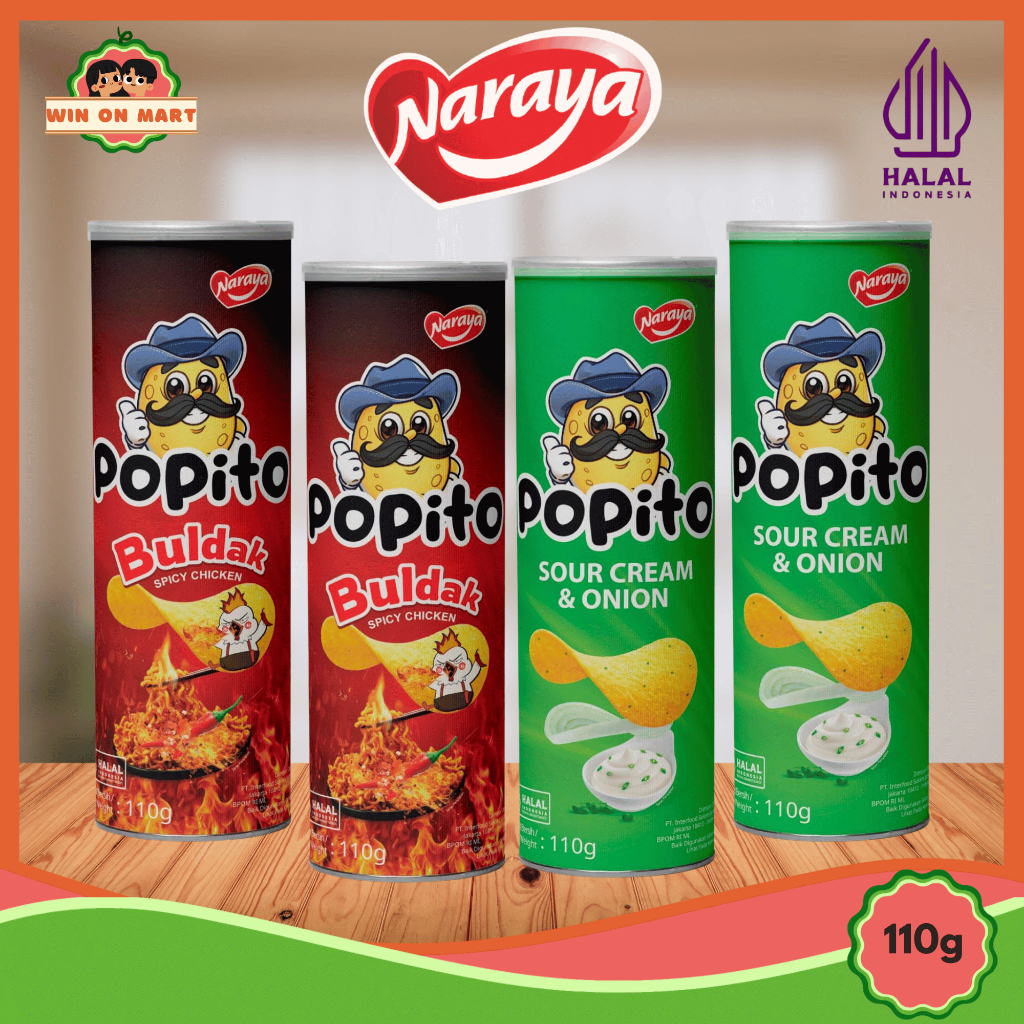 

Naraya Popito Chips / Potato Chips Buldak Spicy Chicken & Sour Cream Onion 110g