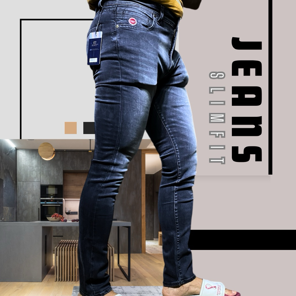 PO07- Celana Jeans Pria Panjang Slim Fit - O’City Pilihan celana panjang hitam pria dewasa