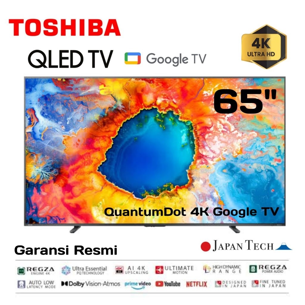 TOSHIBA QLED 4K Premium Google Android TV 65 Inch - QUANTOM DOT 4K REGZA HDR 65M450NP Dolby Vision A