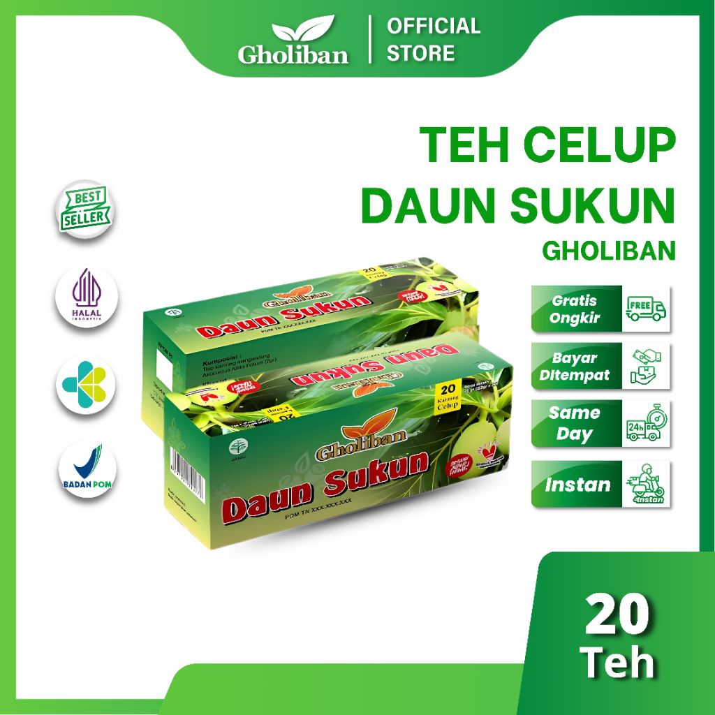 

Gholiban Teh Celup Daun Sukun 20 Teh Herbal Alami Penunjang Kesehatan Jantung & Gula Darah
