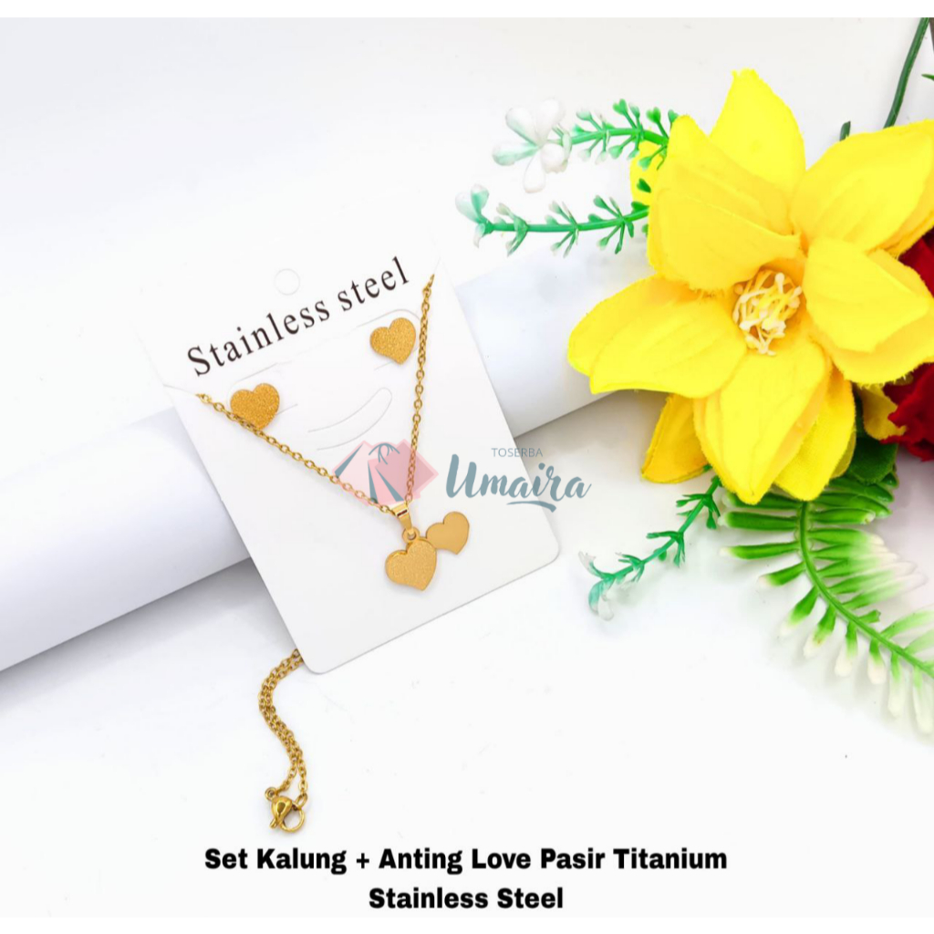 Kalung Titanium Wanita - Set Kalung Anting Titanium - Anting Titanium Wanita