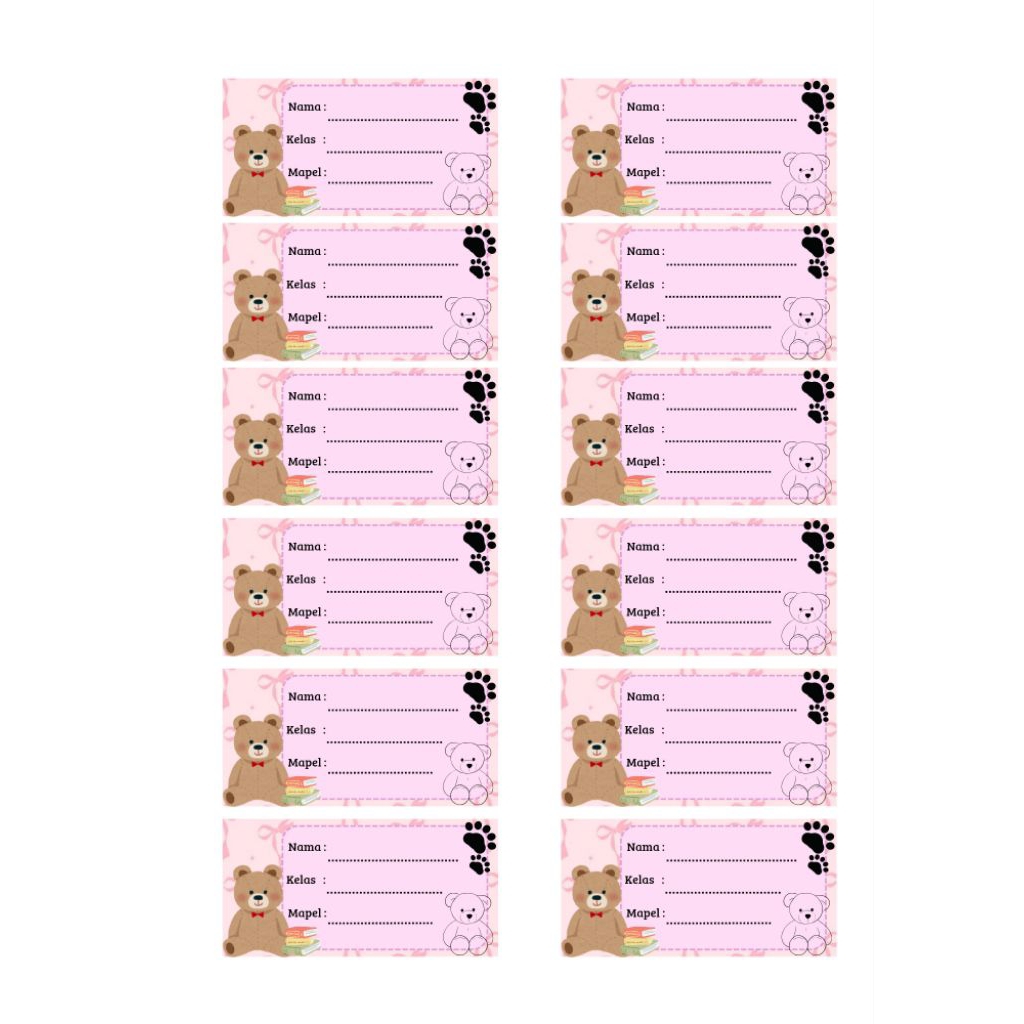 

Stiker nama buku, catatan, pelajaran,