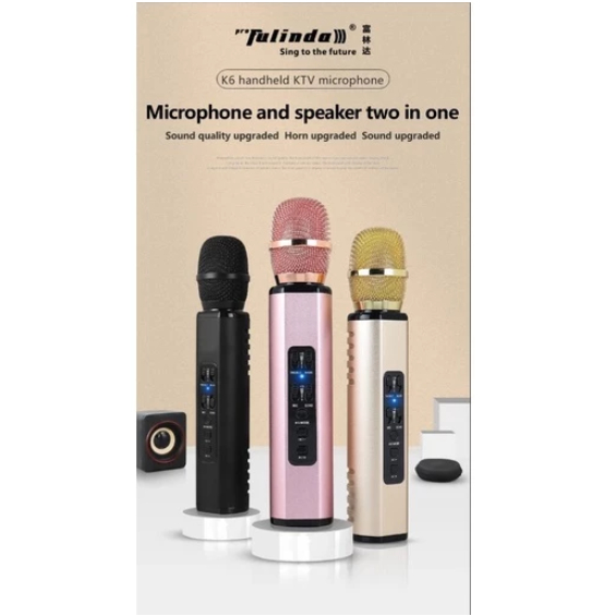Mic Wireless Bluetooth K6 / Microphone Karaoke Stereo Sound player