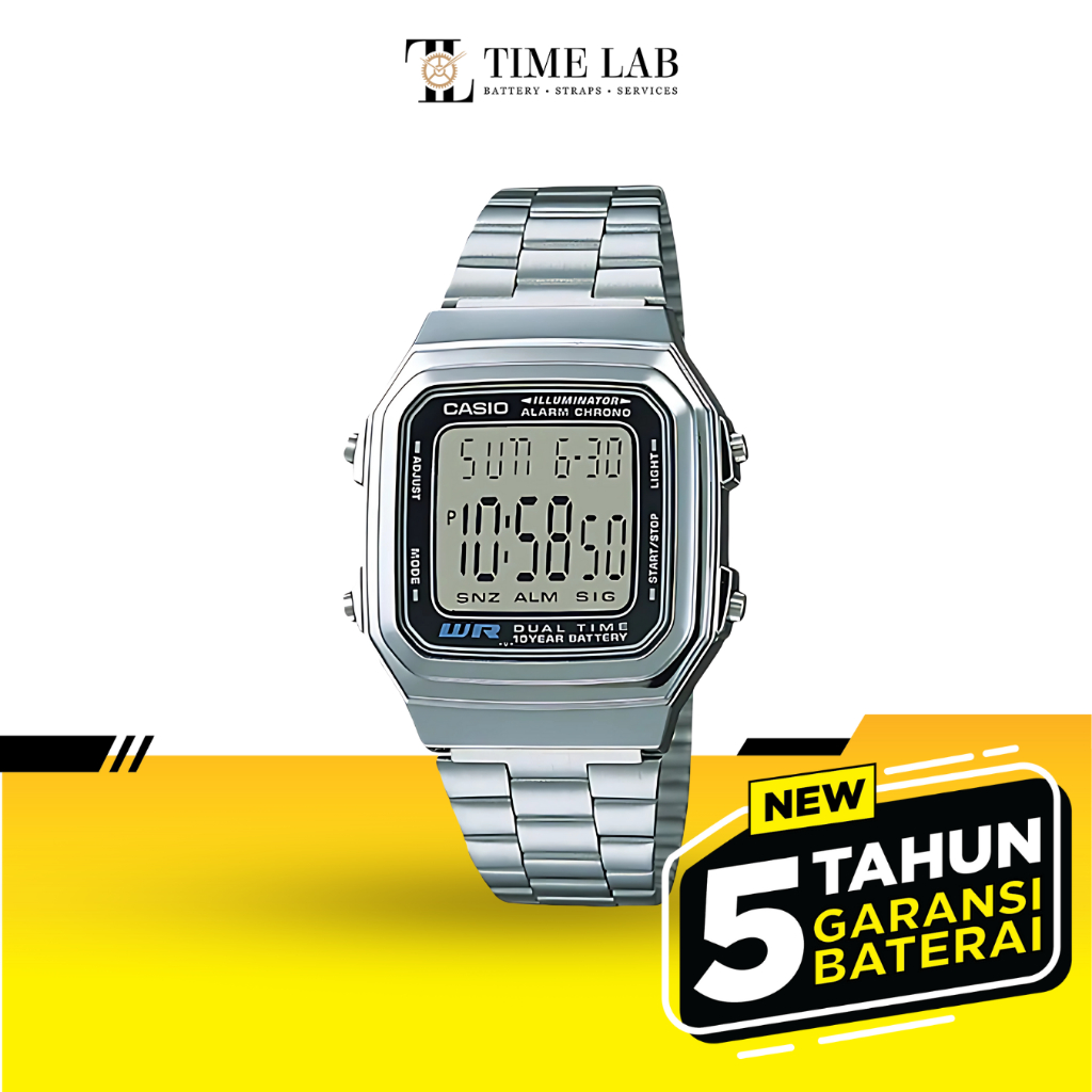 JAM TANGAN CASIO ORIGINAL A178WA-1A / A178WA 1A VINTAGE PRIA WANITA DIGITAL RANTAI