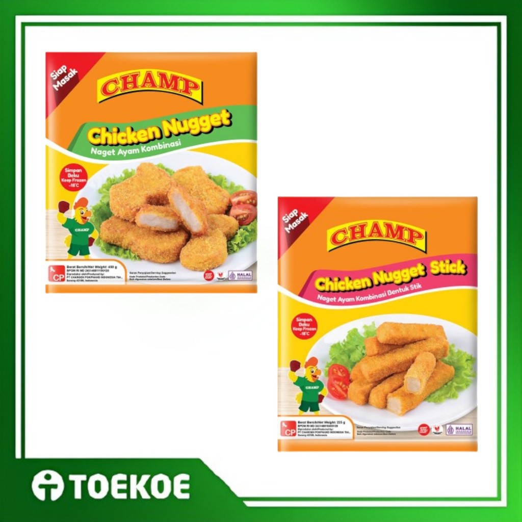 

TOEKOE Champ Chicken Nugget Ayam Ori Stick 450Gr Frozen Food