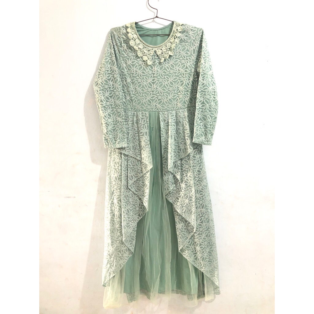 Baju Pesta Hijau Tosca Brukat | Baju Kondangan | Baju lebaran [PRELOVED]