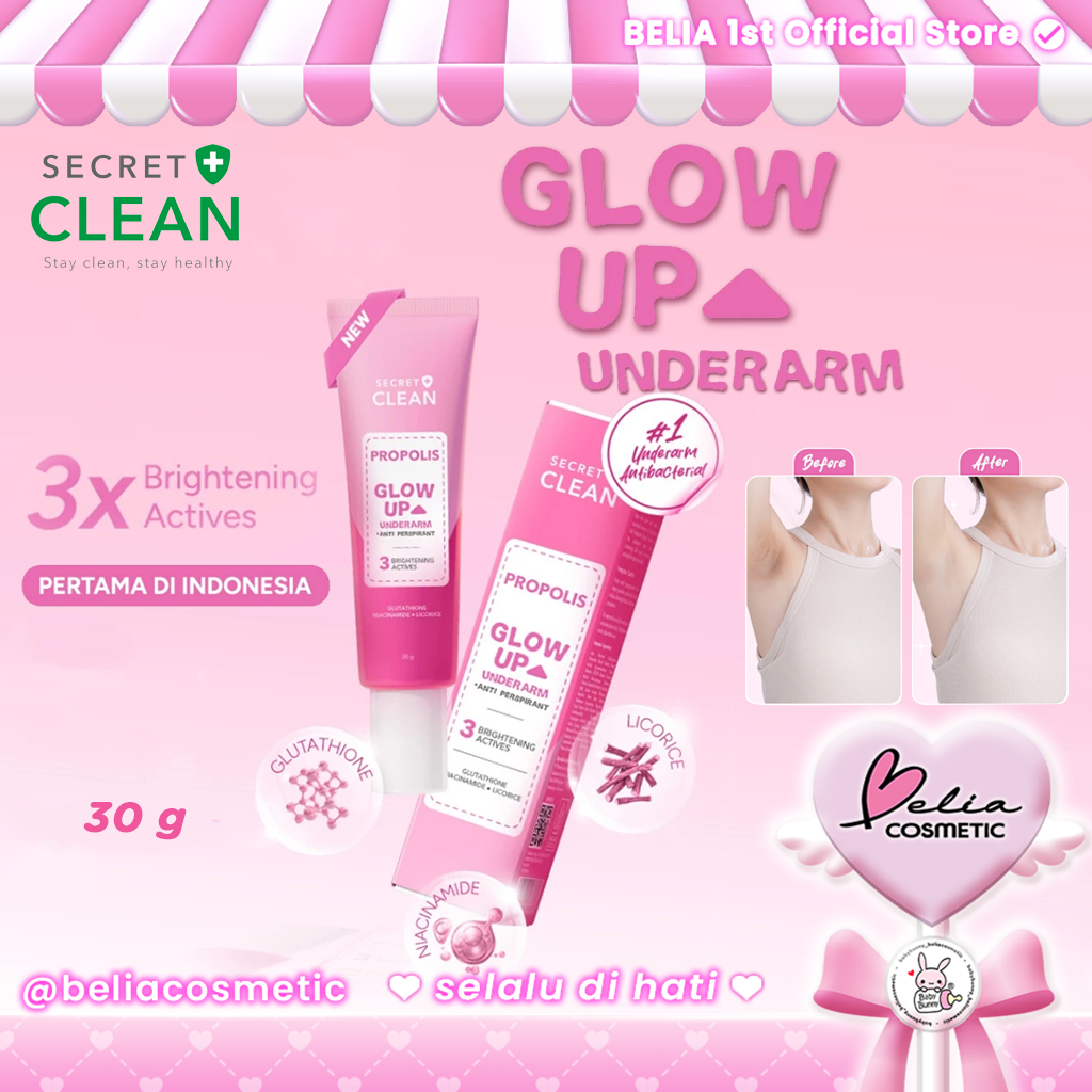 ❤ BELIA ❤ SECRET CLEAN Propolis Glow Up Underarm 30gr | Pencerah Lipatan Selangkangan Ketiak