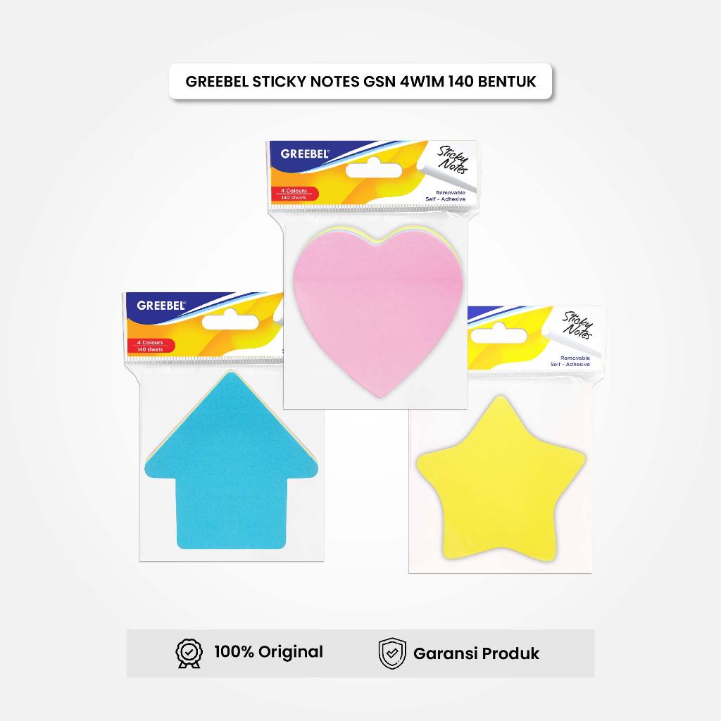 

GREEBEL Sticky Notes Kertas Catatan (4W1M 140 BENTUK) Note Memo Alat Tulis Kantor