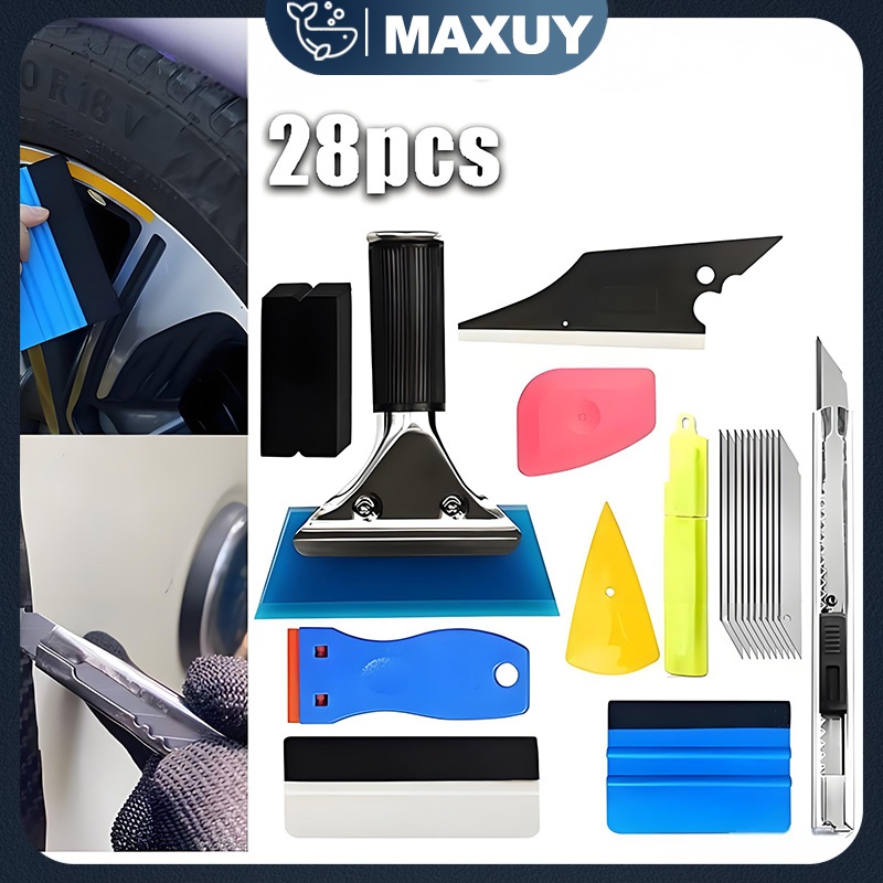 28PCS Alat Pasang Skotlet Kaca film Stiker Kaca Filem Untuk Mobil Alat Pemasang Sticker Kaca Scraper